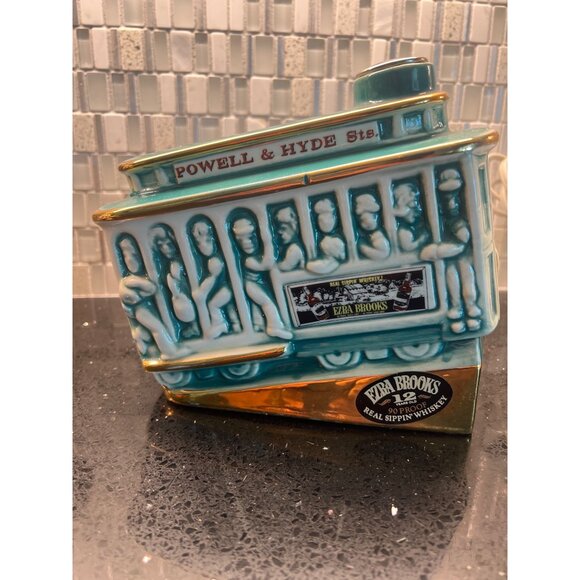 EZRA Brooks vintage whiskey decanter, circa 1968, HYDE PARK, cable car, unique - Picture 4 of 12